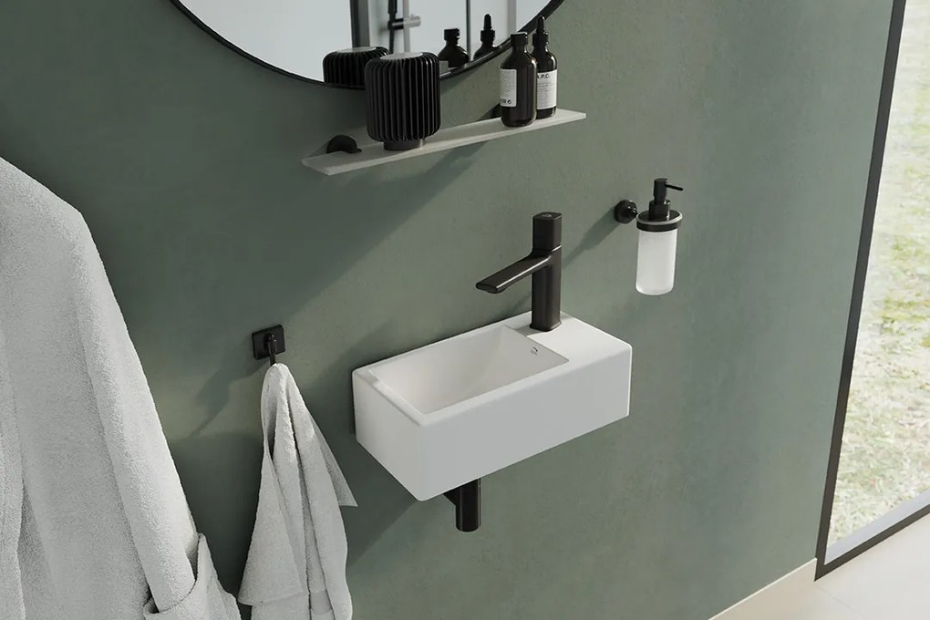 Laveo Kvadrato, keramické umývadlo 355x210x130 mm, biela lesklá, LAV-VUK_6135