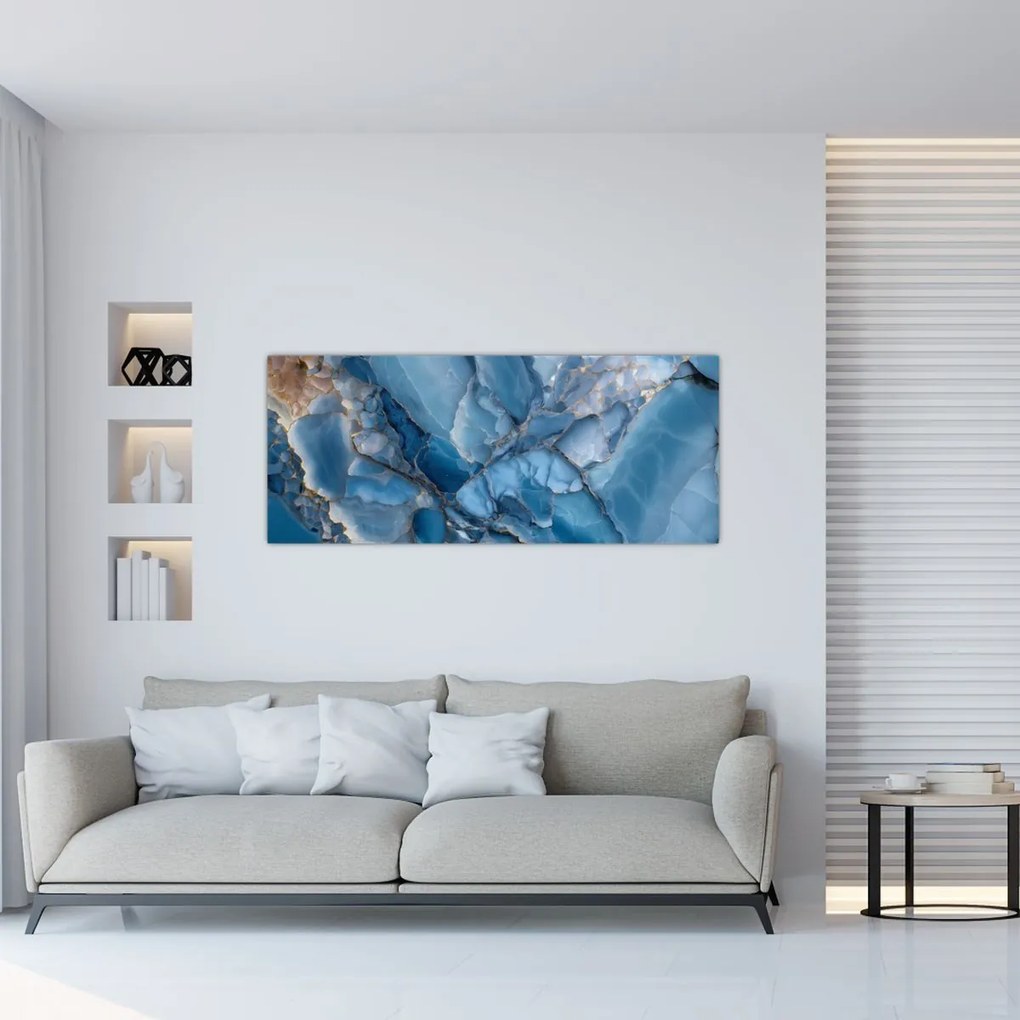 Obraz - Modrý členitý mramor (120x50 cm)