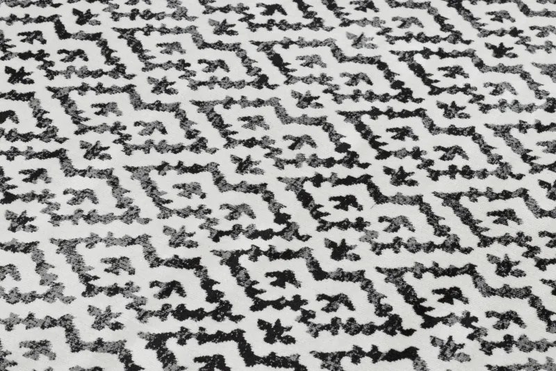 Moderný koberec MUNDO E0621 geometrický outdoor béžový / čierny