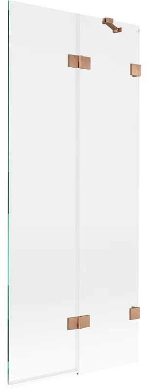 Mexen Lunar, 2-krídlová vaňová zástena pravá 80 x 150 cm, číre sklo, medená matná, 897-080-100-65-00-P