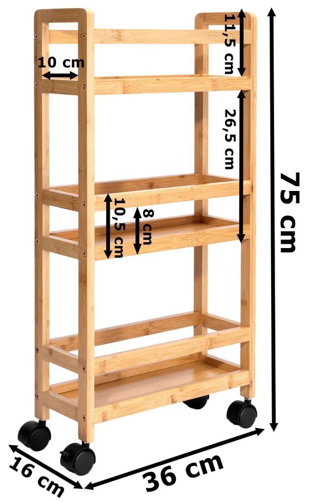 Bambusový pojazdný regál Inaki prírodný