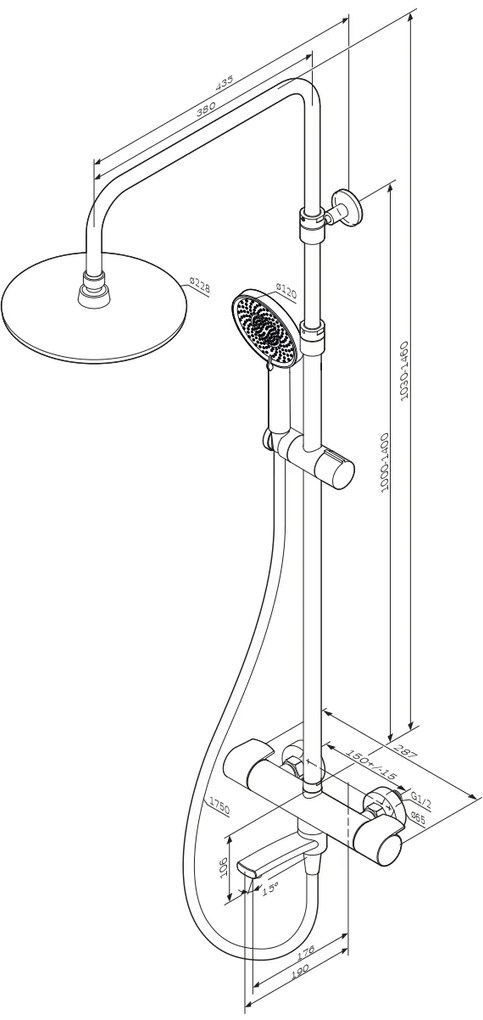 Sprchový systém AM.PM X-Joy F0785A500 s termostatickou vaňovou a sprchovou batériou, chróm