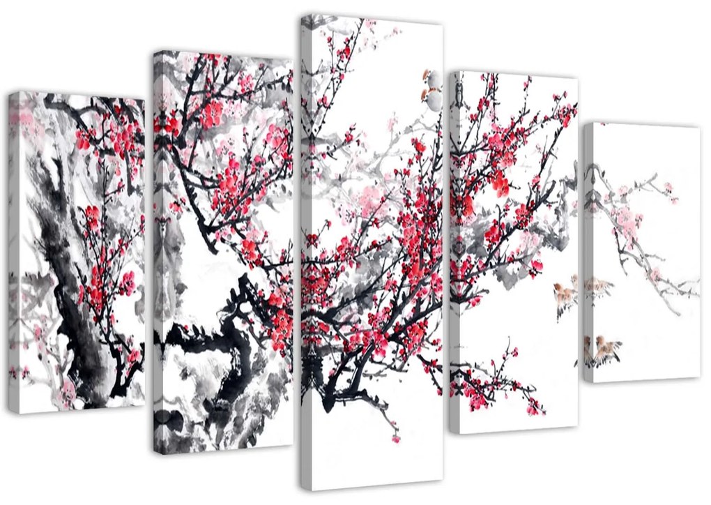 Gario Obraz na plátne Japonská čerešňa - 5 dielny Rozmery: 200 x 100 cm