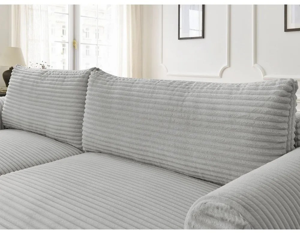 Svetlosivá menčestrová rozkladacia rohová pohovka (ľavý roh) Lucien – Bobochic Paris