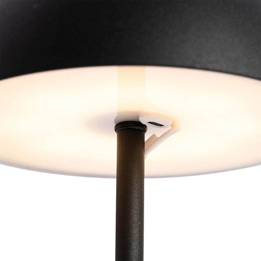 Vonkajšia stolná lampa čierna nabíjateľná 3-stupňovo stmievateľná - Keira