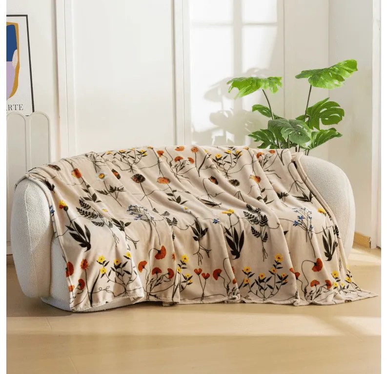 Mikroplyšová deka HERBÁŘ, béžová Rozmer: 200 x 220 cm