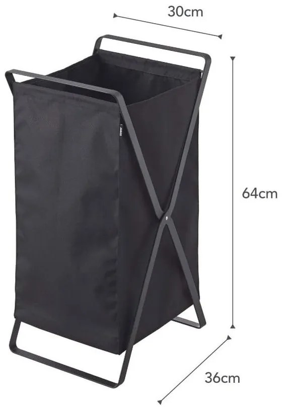 Čierny skladací kôš na bielizeň YAMAZAKI Tower Laundry