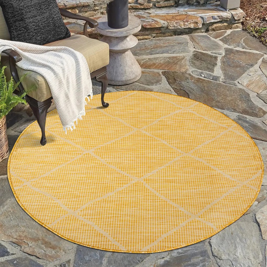Dekorstudio Šnúrkový okrúhly koberec PALM 3075 - žltý Priemer koberca: 200cm