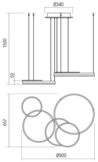 Redo 01-2605 - LED stmievateľný luster na lanku SIGUA LED/99W/230V CRI 90 biela