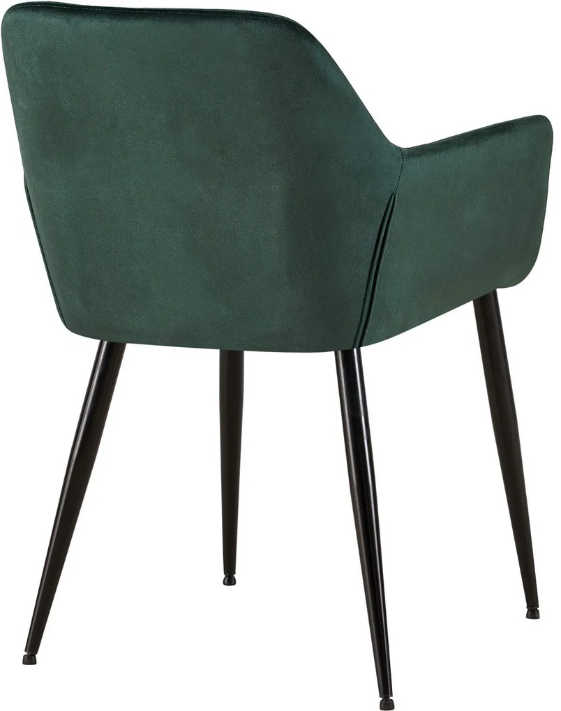 Design-Shop Jedálenská stolička Emia (SET 2 ks) - zamat, kovové nohy čierne - Zelená