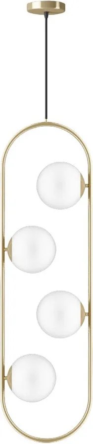 Závesné svietidlo v zlatej farbe so skleneným tienidlom Club – Squid Lighting