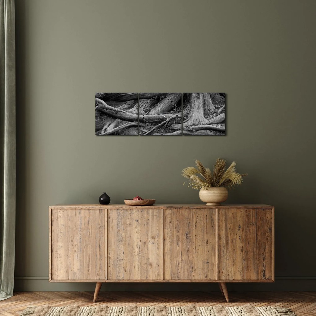 Obraz - Korene stromu (s hodinami) (90x30 cm)