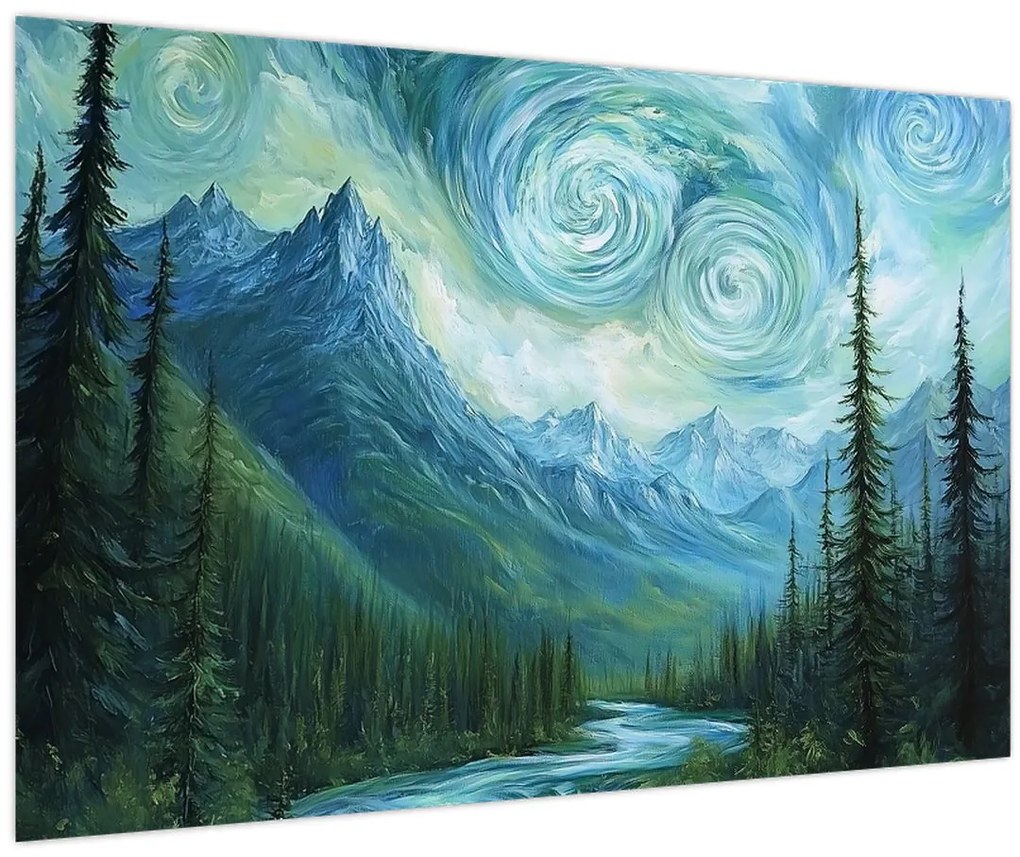 Obraz - Krajina s nádychom Van Gogha (90x60 cm)