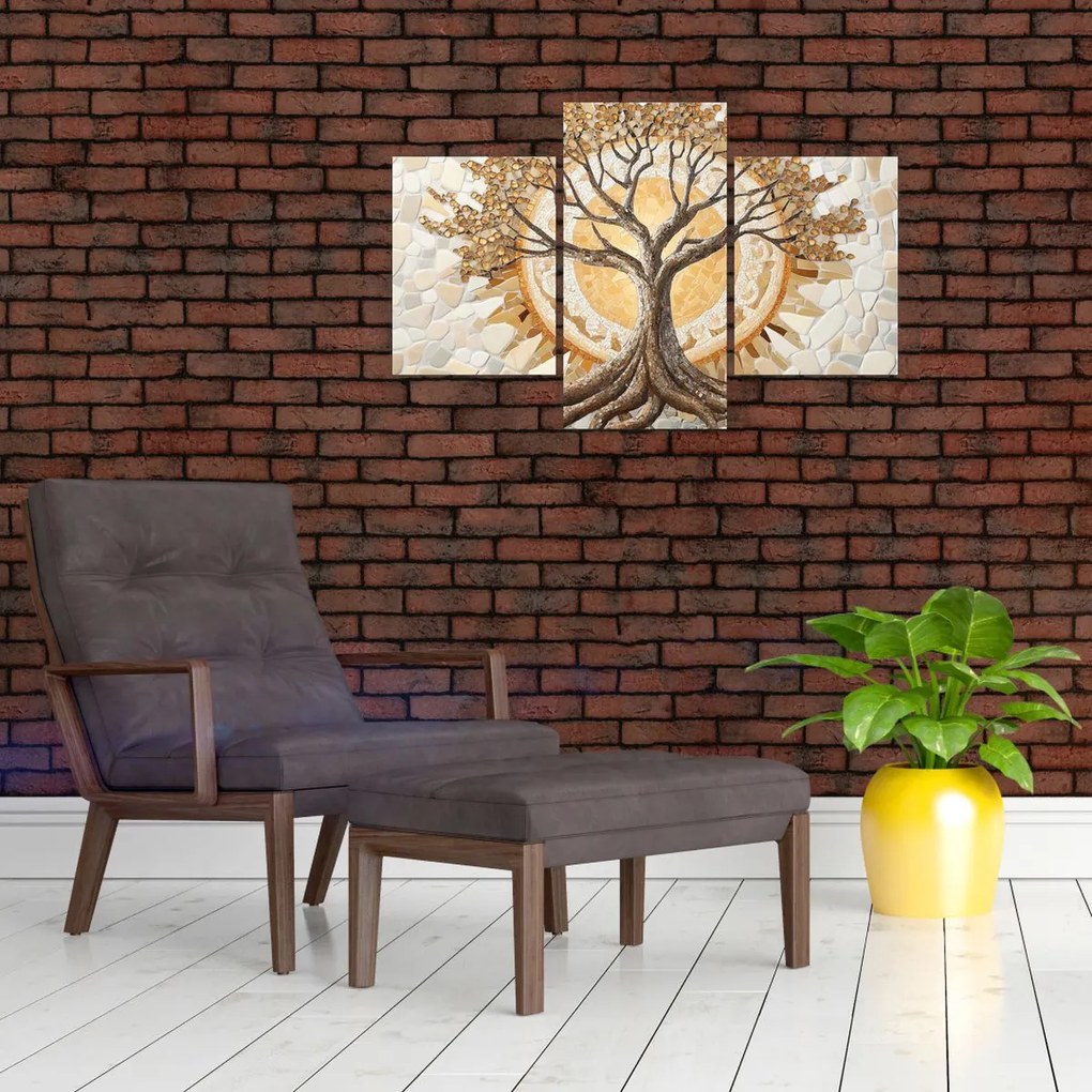 Obraz – Zlatý strom života v mozaike (90x60 cm)