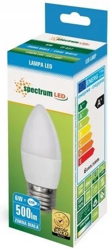 Toolight - LED studená žiarovka E-27 230V 6W 500lm Sviečka 13062, OSW-01020