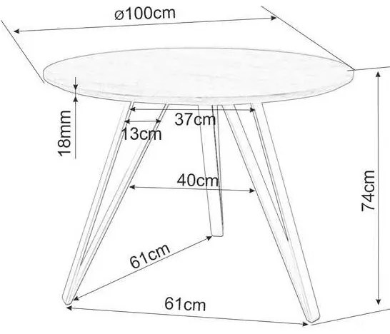 Jedálenský stôl Tetis, priemer 100 cm, orech / čierna