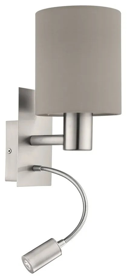 LED nástenné svietidlo v sivej a striebornej farbe PASTERI – EGLO