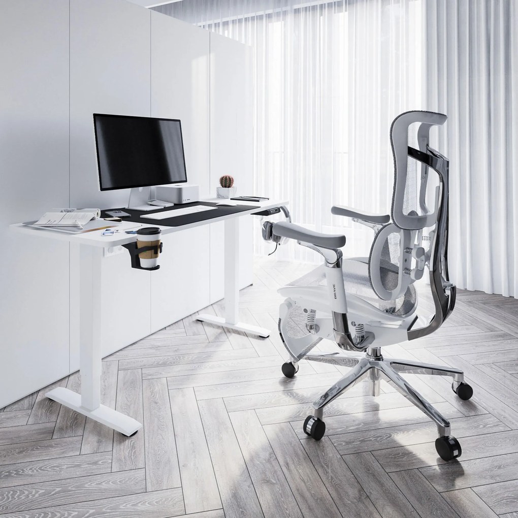 Ergonomická kancelárska stolička s podnožkou Premium Normal Size, sivá: Diablo V-Kinetic