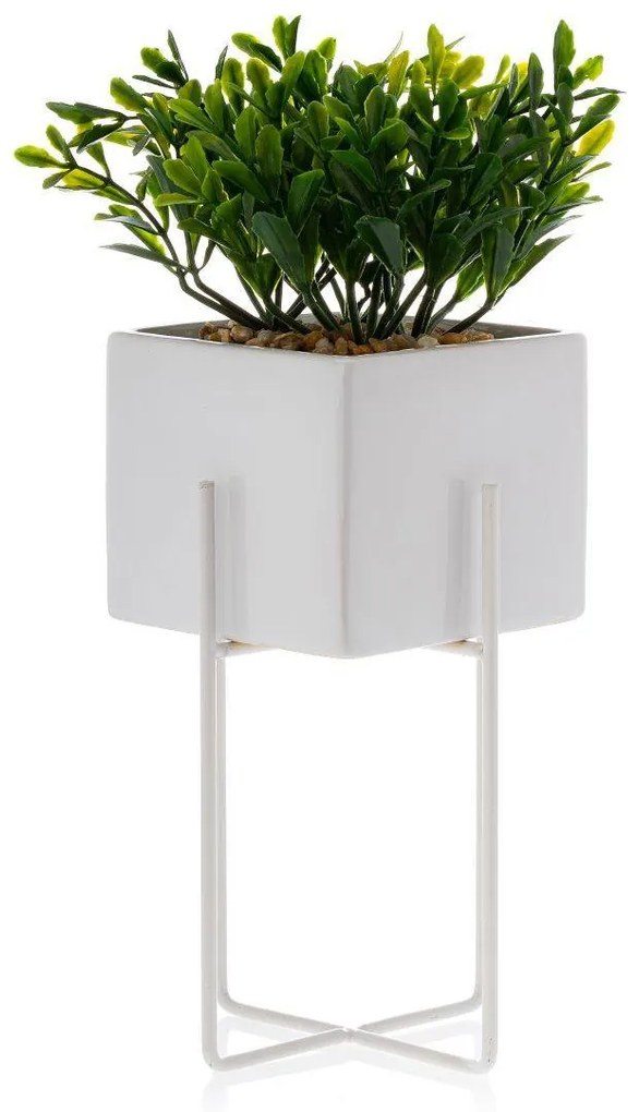KERAMICKÝ KVETINÁČ SO STOJANOM MIZU 22X12 CM BIELA
