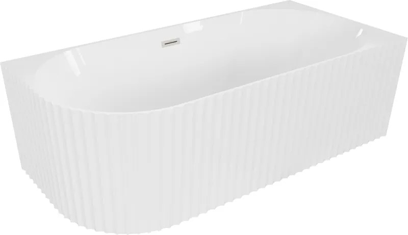 Mexen Gia Rohová Vaňa Pravá 150x75 cm Biela Lesk Ryhovaná Nikel Brúsený