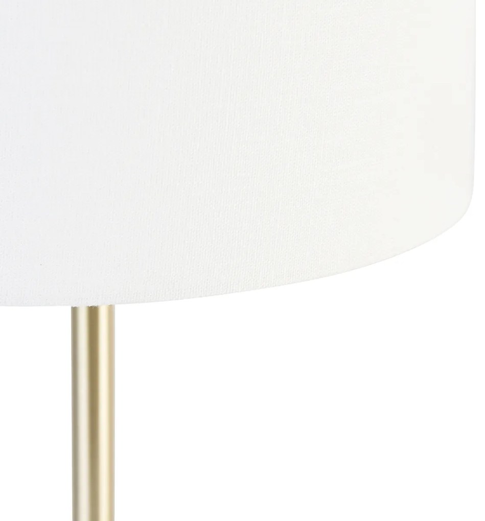 Klasická stolná lampa mosadz s bielym tienidlom 35 cm - Simplo