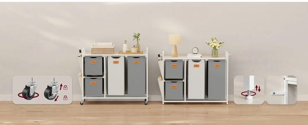 Koš na prádlo Vasagle Males 150 l hnědý/šedý/krémový