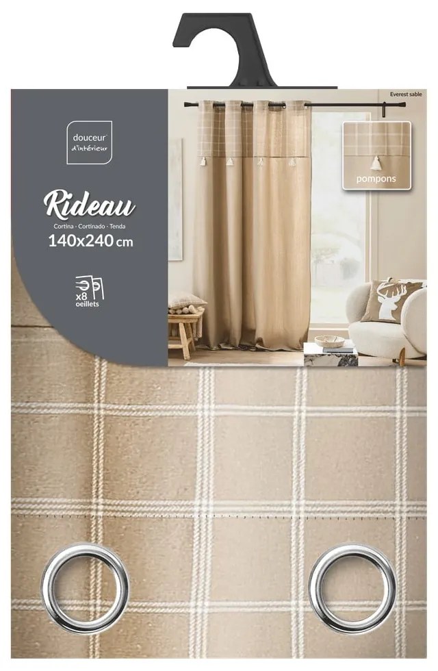 Hnedý záves s prímesou bavlny 140x240 cm Everest – douceur d'intérieur