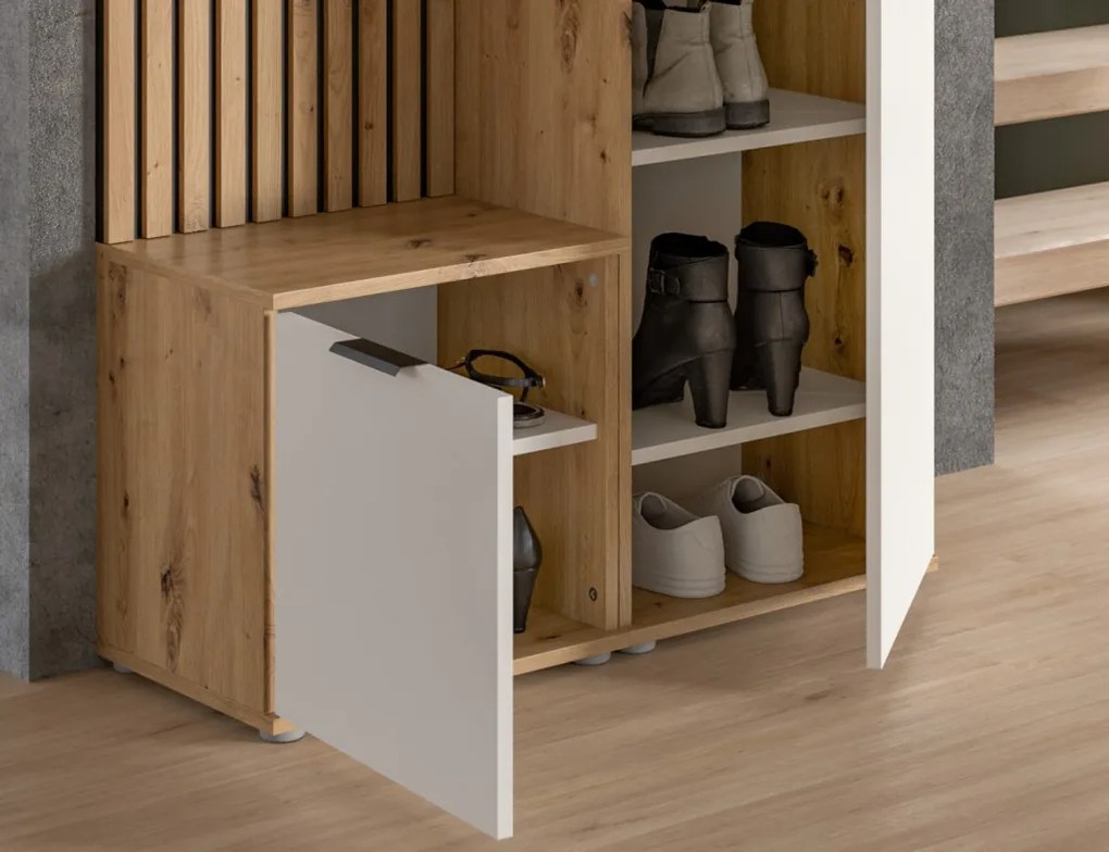 Predsieňová stena Simple, dub artisan/biela