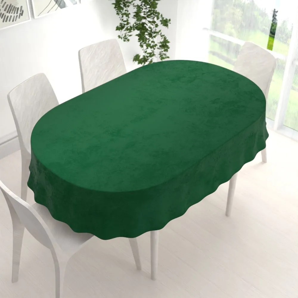 Biante Zamatový oválny obrus Velvet Prémium SVP-032 Zelený 120x200 cm