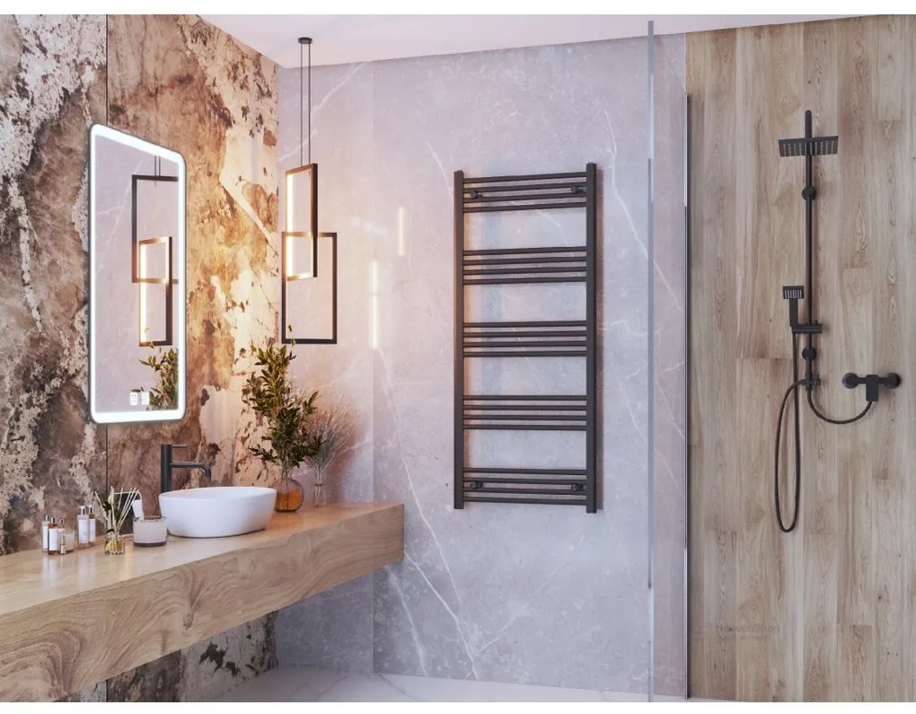 Gamma Erga Basic, vykurovacie teleso 1500x600 mm, 684 W, čierna matná, ERG-LAV-BASIC-15060-BK