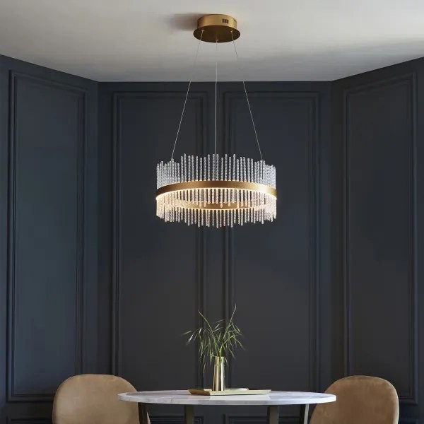 Endon 107671 - LED Stm. luster na lanku ADRIEL LED/41W/230V 3000K zlatá/číra