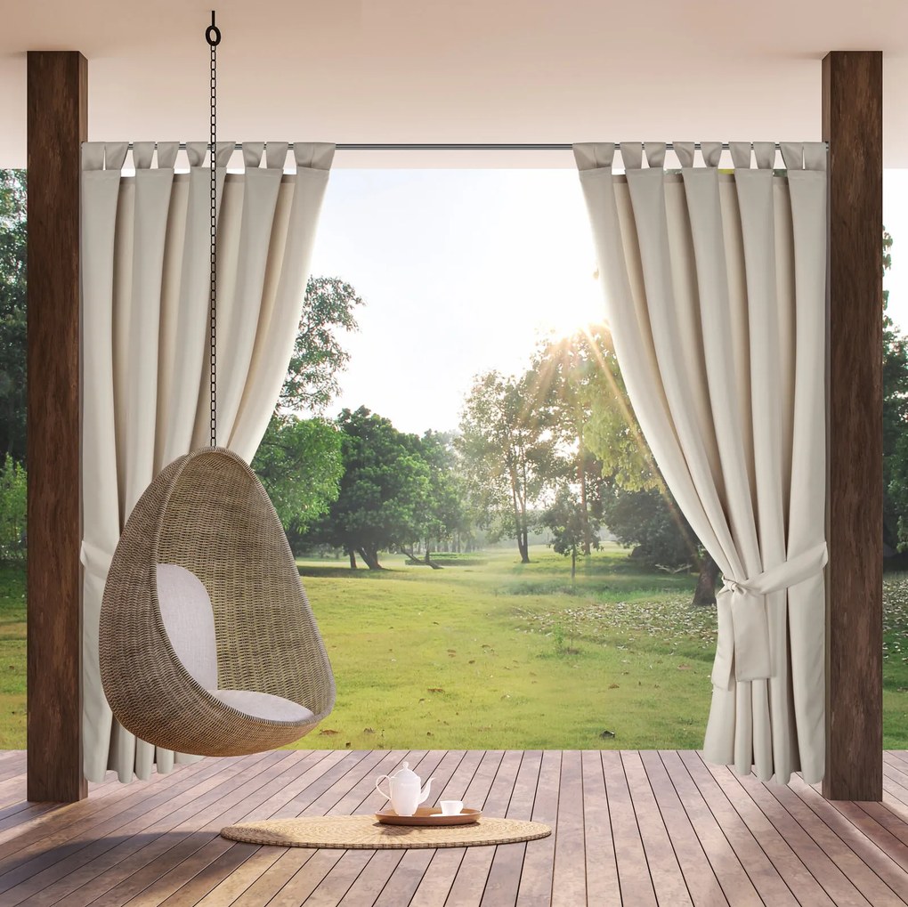 ZÁHRADNÝ VODEODOLNÝ ZÁVES NA PÚTKACH GARDEN 155X220 CM BÉŽOVÁ