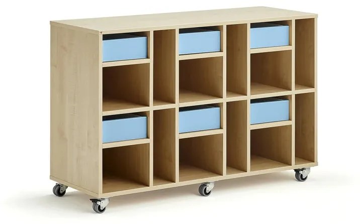 Úložná skriňa CASPER, 6 zásuviek, 12 priehradiek, breza, modrá