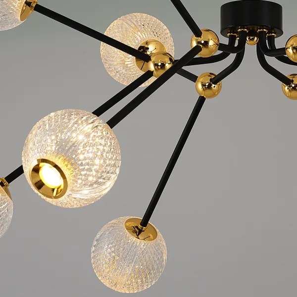 LED luster na tyči GELA 12xLED/5W/230V 3000K čierna/zlatá