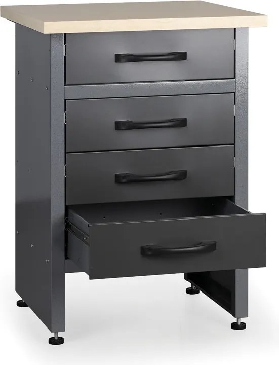 Pracovný stôl do dielne G1, 840 x 600 x 600 mm, 4 zásuvky