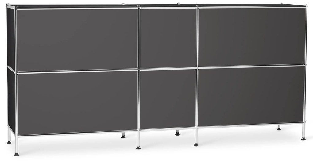 Veľká kovová odkladacia skrinka »CN3« so 6 výklopnými priehradkami, sivá