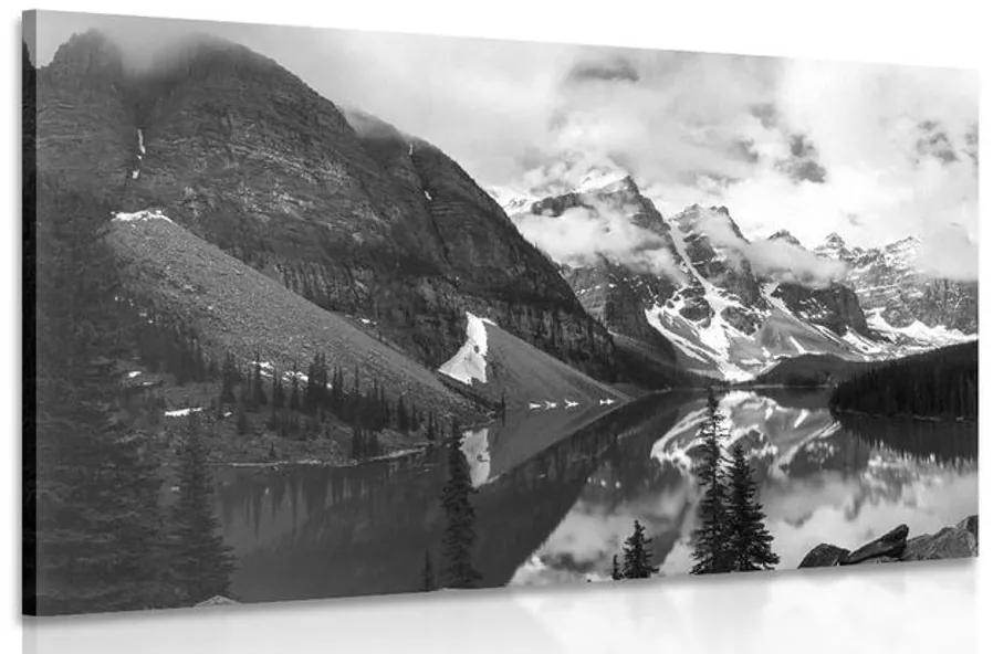 Obraz nádherná horská krajina v čiernobielom prevedení Varianta: 60x40