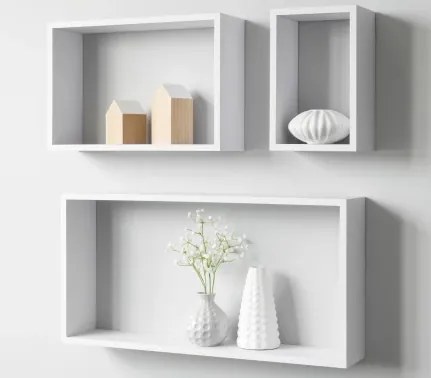 Sada nástenných regálov (3 ks) Shelvy Rec, biela%