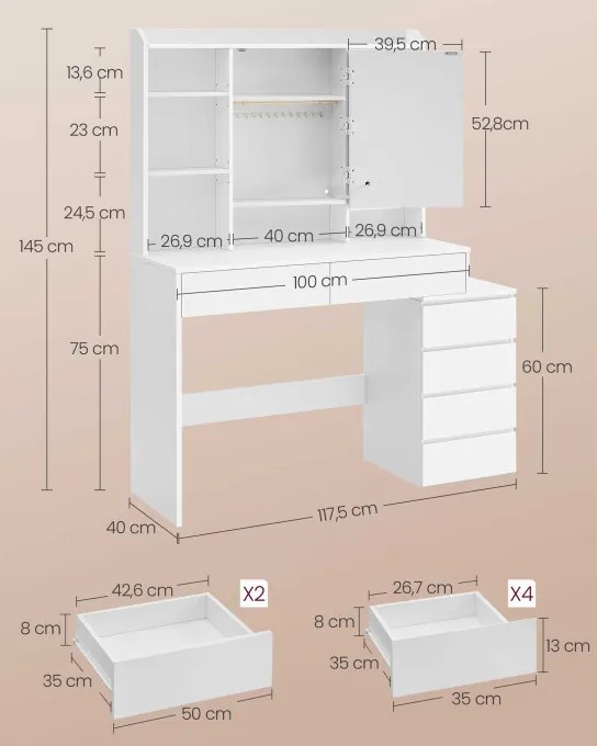 Toaletný stolík s LED osvetlením RDT624W01