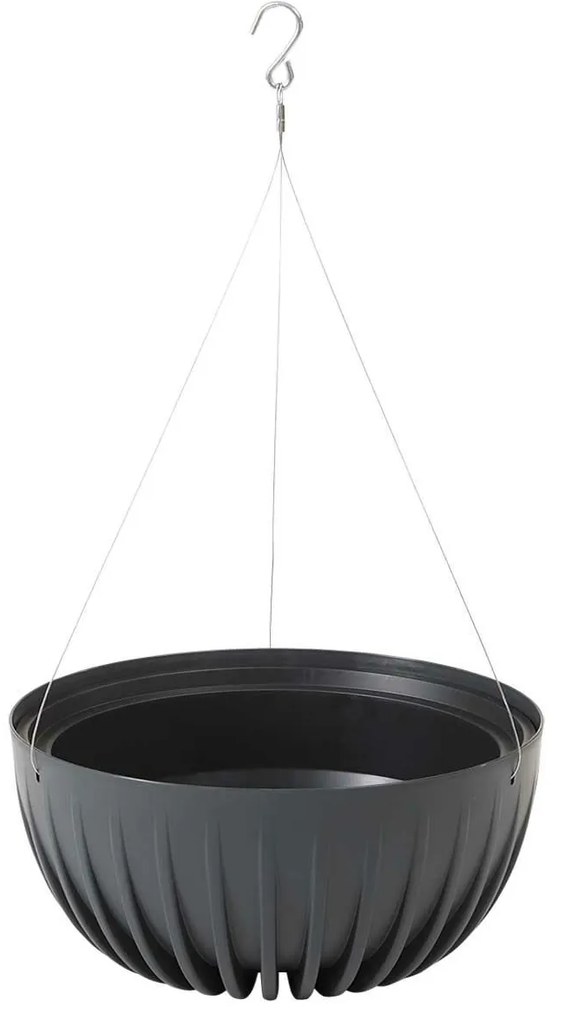 ZÁVESNÝ PLASTOVÝ KVETINÁČ STRIPPED ECO 16X30 CM ANTRACITOVÁ