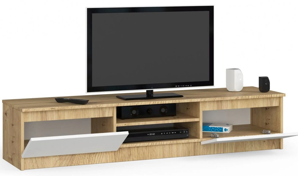 TV stolík Katalina (dub artisan + biela). Akcia -14%. Vlastná spoľahlivá doprava až k Vám domov. 1070708