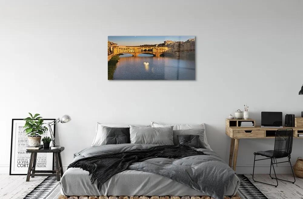 Sklenený obraz Taliansko Sunrise mosty 120x60 cm