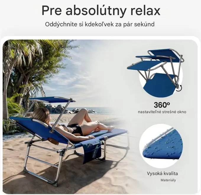 InternetovaZahrada Záhradné lehátko Ibiza - modré
