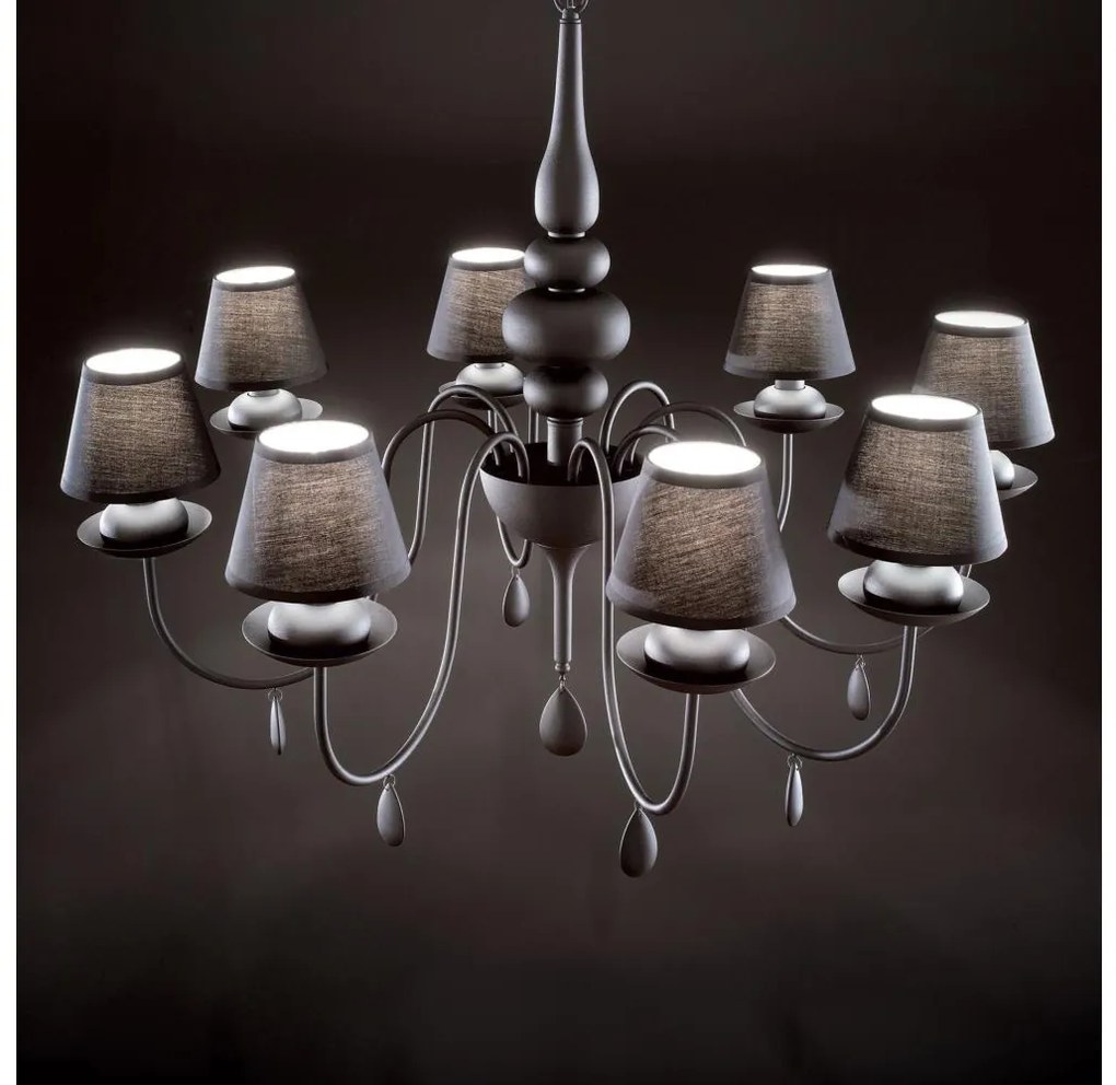 Ideal Lux - Luster na reťazi BLANCHE 8xE14/40W/230V pr. 92 cm čierna