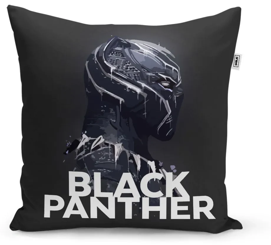 Sablio Vankúš BLACK PANTHER z profilu Čierny - 50x50 cm