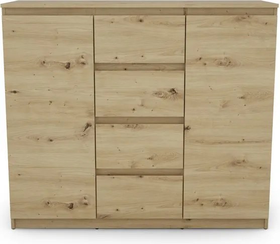 Široká komoda so 4 zásuvkami Carlos, dub artisan, 120 cm