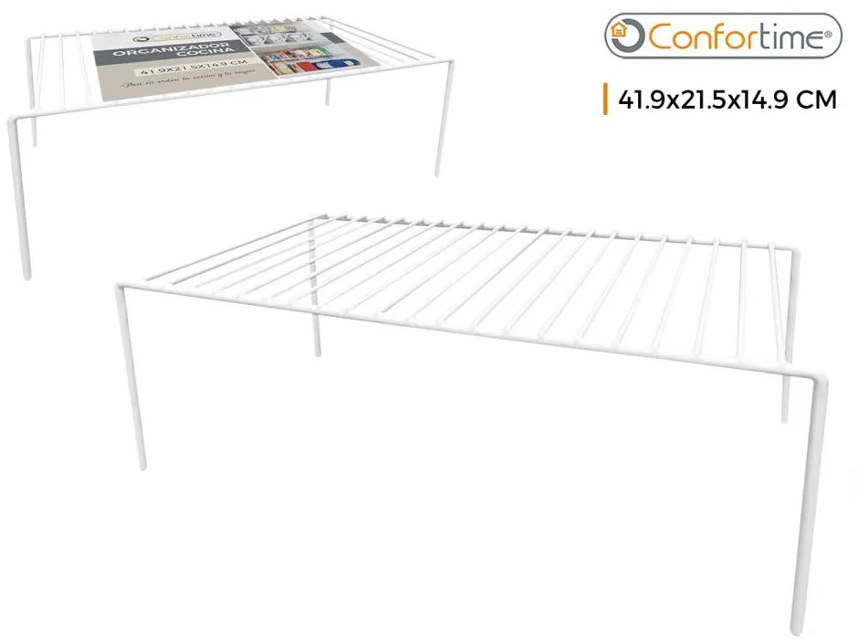 CONFORTIME Prídavná polica, biely kov, obdĺžnik CONFORTIME, 42x21,5x15