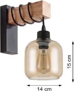 BRILAGI - Nástenné svietidlo WOOD GLASS 1xE27/60W/230V borovica/čierna/dymová hnedá