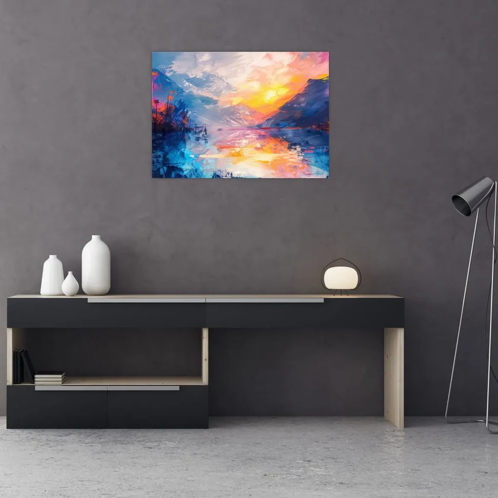 Sklenený obraz - Maľba krajiny (70x50 cm)