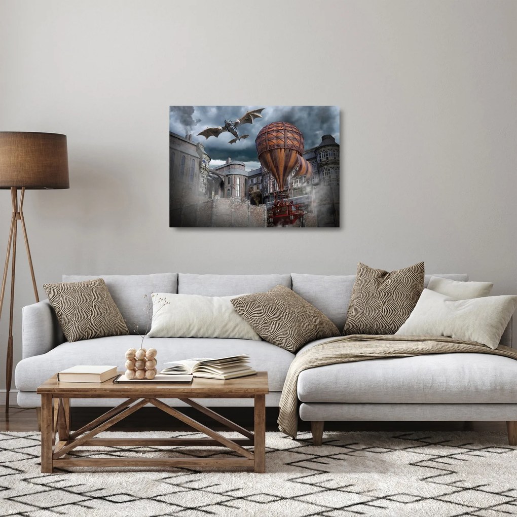 Sklenený obraz - Surrealistická krajina (70x50 cm)
